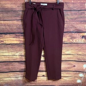 LOFT Rich Burgundy Cropped Tie-Waist Pants